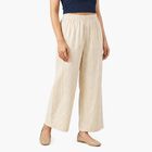 Women's Off White Regular Fit Solid Palazzos, ऑफ व्हाइट, small