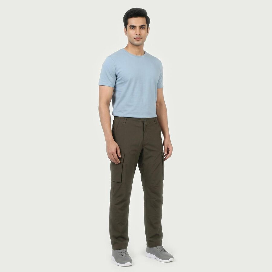 Men's Dark Grey Slim Fit Casual Trousers, गहरा ग्रे, large