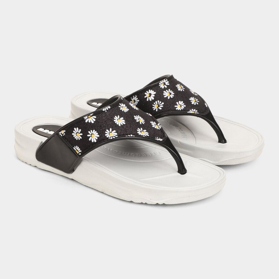 Womens Moulded Sliders, काला, large image number null