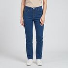 Women's Blue Straight Fit Classic Jeans, Mid Blue, small