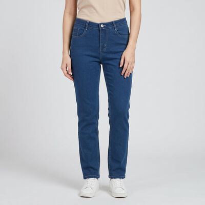 Women's Blue Straight Fit Classic Jeans