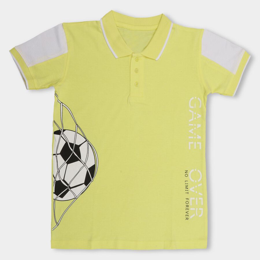 Boys' 100% Cotton Half Sleeves T-Shirt , पीला, large image number null