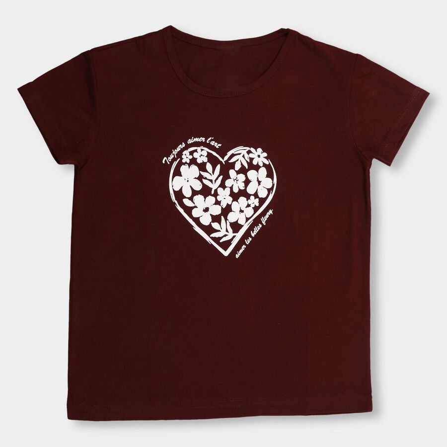 Girls' T-Shirt , Wine, large image number null