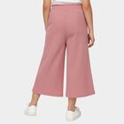 Girls' Pink Slim Fit Solid Capri, गुलाबी, small