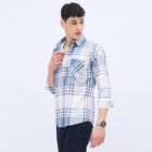 Men's Muted Steel Blue Cotton Classic Casual Shirt, Dark Blue, small image number null