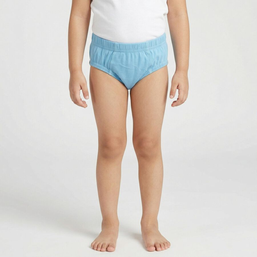 Boys Light Blue Regular Fit Solid Briefs, Light Blue, large