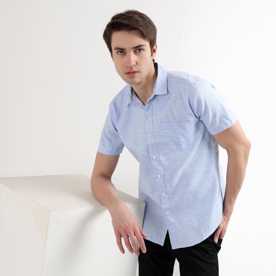 Men's Regular Collar Casual Shirt, हल्का नीला, large image number null