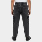 Boys' Grey Cargo Fit Elastic Waist Jeans, Light Grey, small