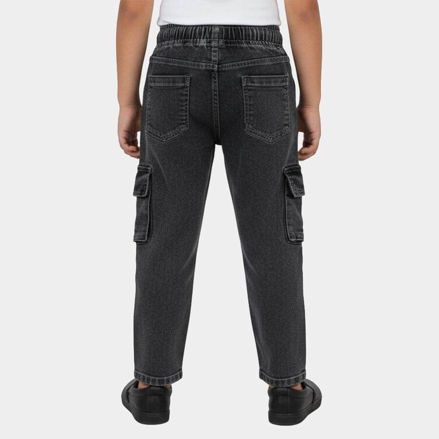 Boys' Grey Cargo Fit Elastic Waist Jeans, Light Grey, large