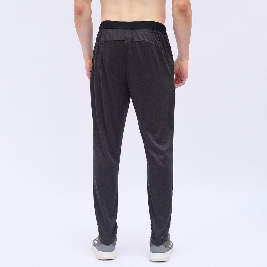 Men's Charcoal Black Slim Fit Placement Printed Track Pants, Black, large image number null
