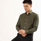 Men's Dark Olive Green Full Sleeve Classic Formal Shirt, गहरा हरा, small image number null