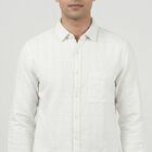 Men's White Cotton Spread Collar Casual Shirt, सफ़ेद, small