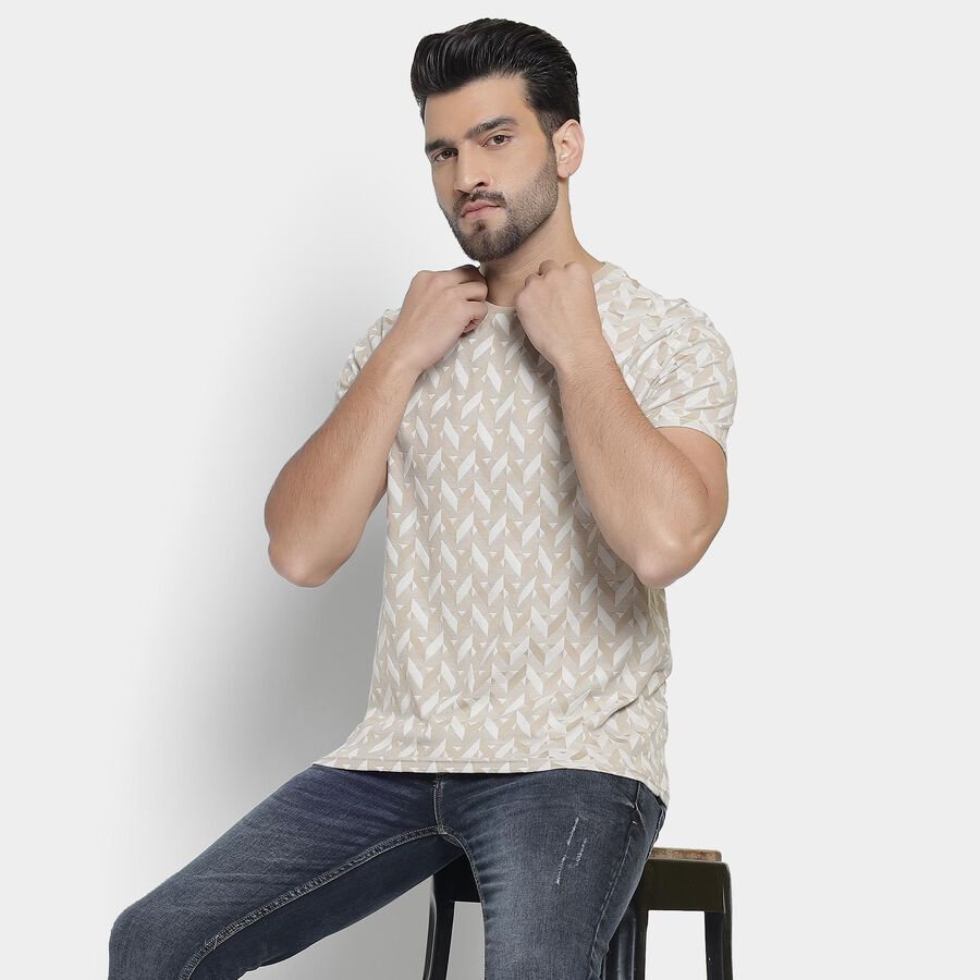 Men's Round Neck Half Sleeves T-Shirt , गहरा पीला, large image number null