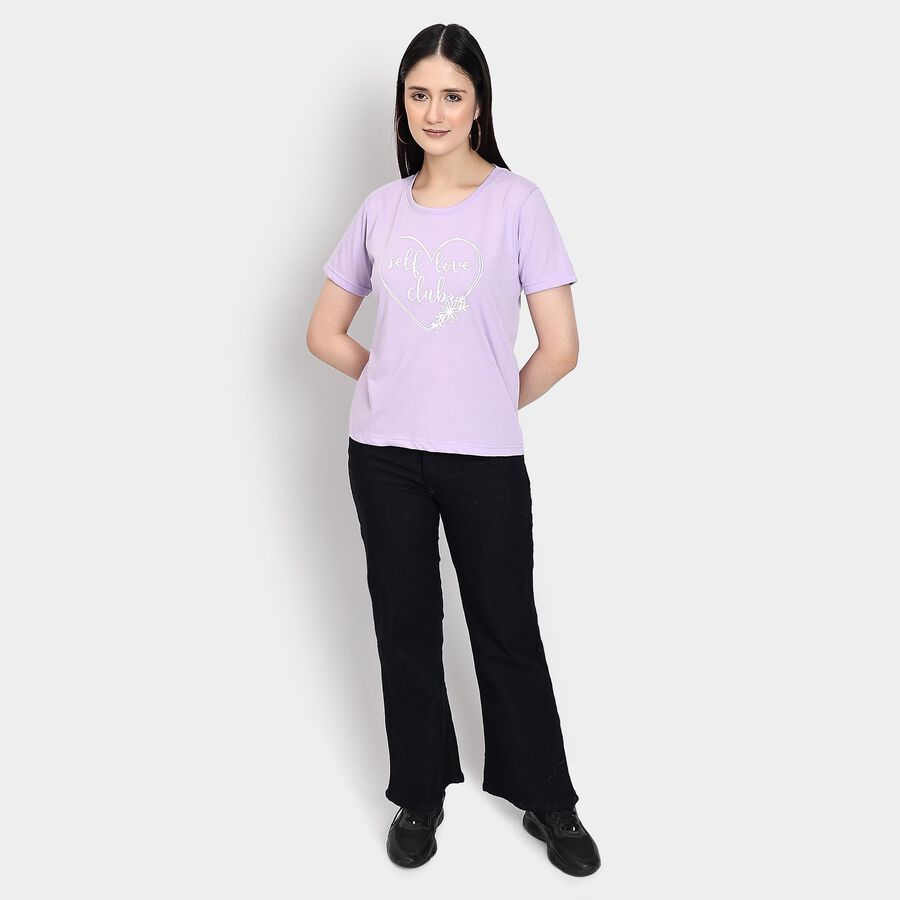 Ladies' Round Neck T-Shirt , Lilac, large
