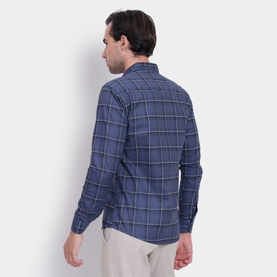 Men's 100% Cotton Casual Shirt, मध्यम नीला, large image number null