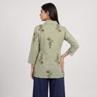 Women's Sage Green Shirt Collar Floral Printed Kurti, हल्का हरा, small