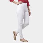 Women's White Slim Fit Solid Elastic Waist Churidar, White, small
