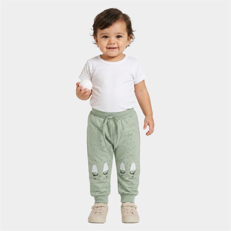 Infants Mint Green Jogger Polka Dot Printed Pyjama, Light Green, large