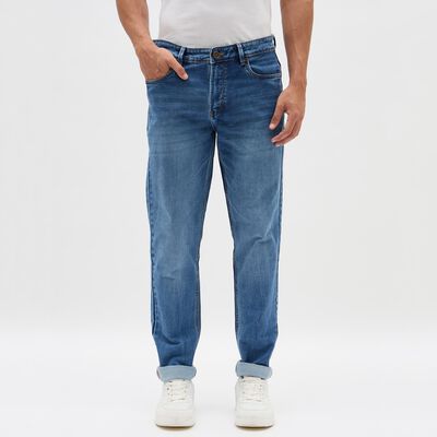 Men's Stonewashed Blue Slim Fit Jeans