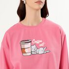 Women's Bright Pink Crew Neck Casual Sweatshirt, Pink, small image number null