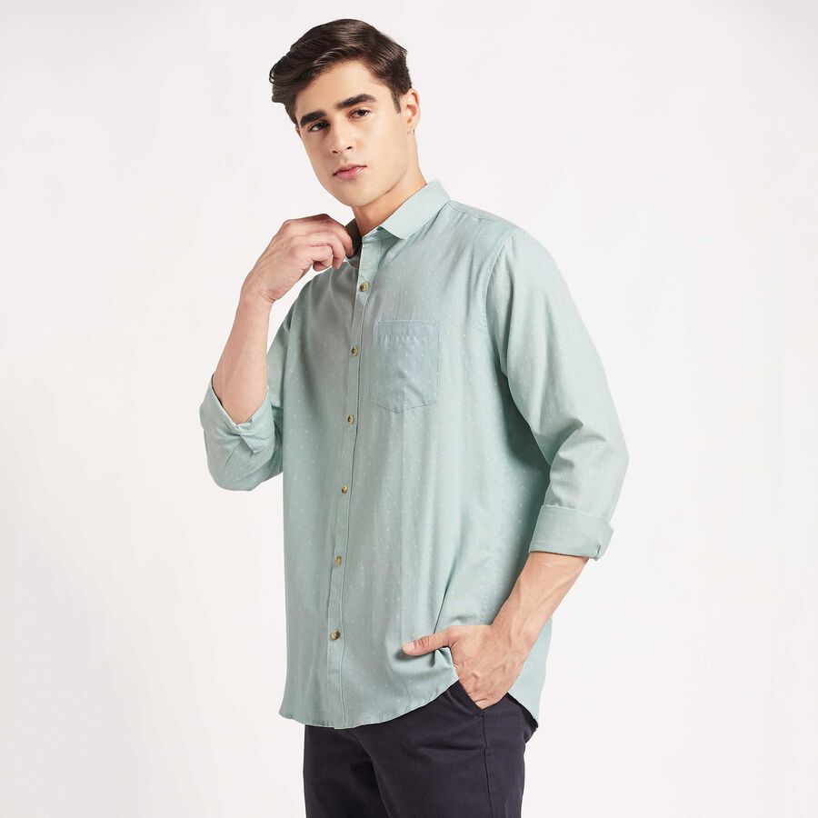 Regular Collar Casual Shirt, Light Green, large image number null