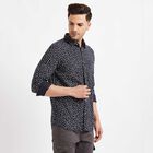 Cotton Printed Casual Shirt, Navy Blue, small image number null