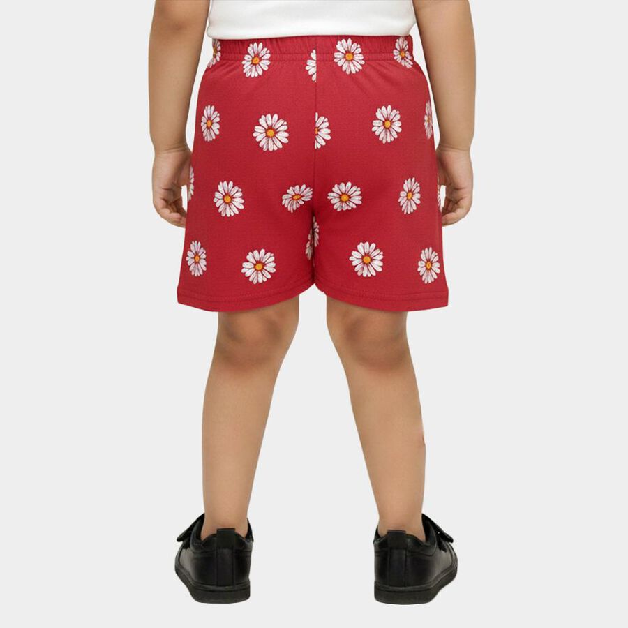 Girls' Maroon Regular Fit Daisy Floral Print Shorts, Pink, large