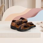 Boys' Brown Velcro Strap Sandals, भूरा, small