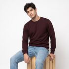 Men's Wine Crew Neck Pullover Sweatshirt, Wine, small