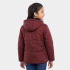 Girls' Wine Hooded Puffer Jacket, Wine, small