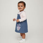 Infants' Muted Denim Blue Floral Strap Casual Frock, हल्का नीला, small image number null