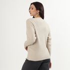 Women's Oatmeal Crew Neck Casual Pullover, ऑफ व्हाइट, small image number null
