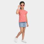Girls Pink Cotton Round Neck Regular T-Shirt, Pink, small