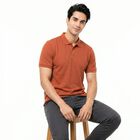 Men's Rust Polo Neck Polo T-Shirt, Rust, small