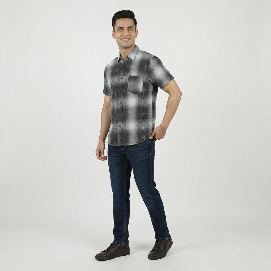 Men's Olive Green Cotton Button Down Casual Shirt, Olive, large