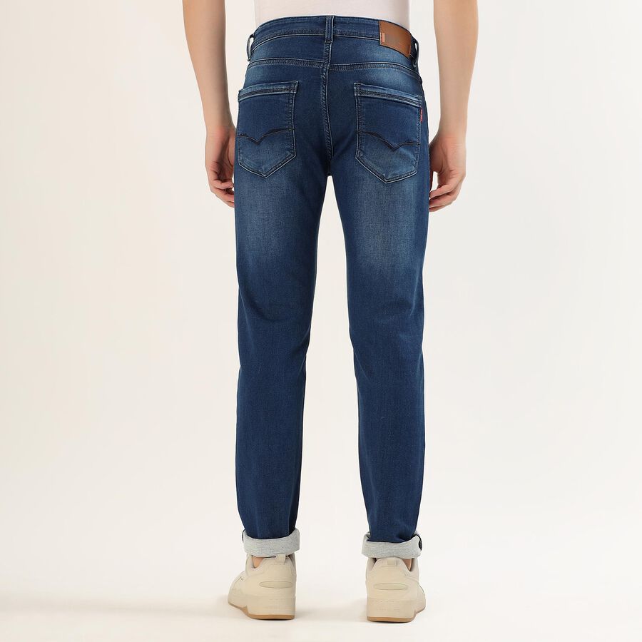 Men's Stonewashed Blue Slim Fit Jeans, Dark Blue, large