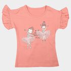 Girls' Light Pink Cotton Round Neck Regular T-Shirt, Light Pink, small