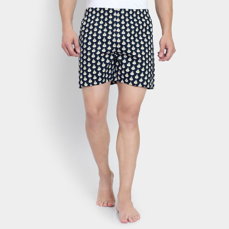 Men's 100% Cotton Boxers , Navy Blue, large