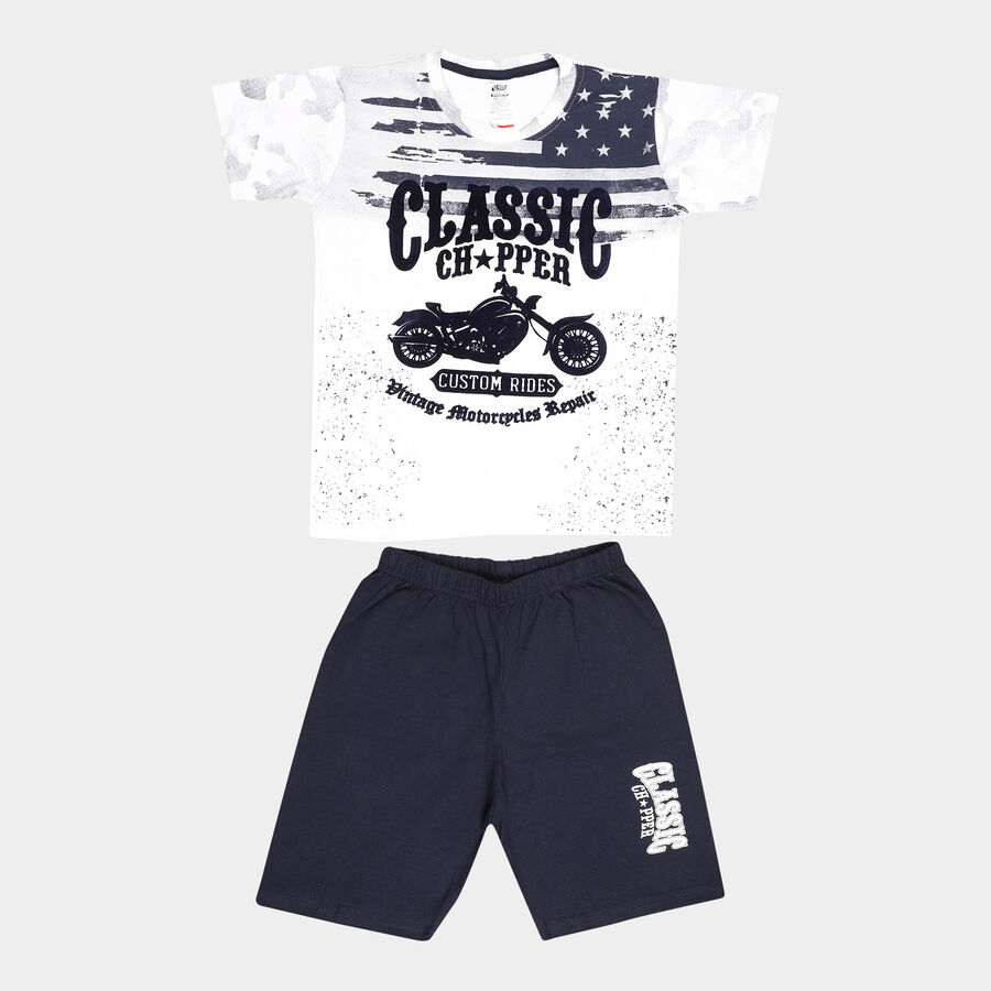 Boys Cotton Baba Suit, White, large image number null