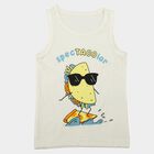 Boys White Round Neck Muscle Boys T-Shirt, Off White, small