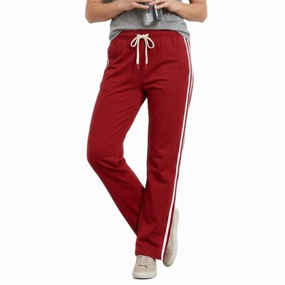 Women's Maroon Straight Fit Side-Striped Track Pants