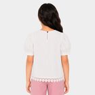 Girls White Round Neck Regular T-Shirt, सफ़ेद, small