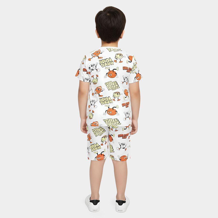 Boys' Night Suit, सफ़ेद, large