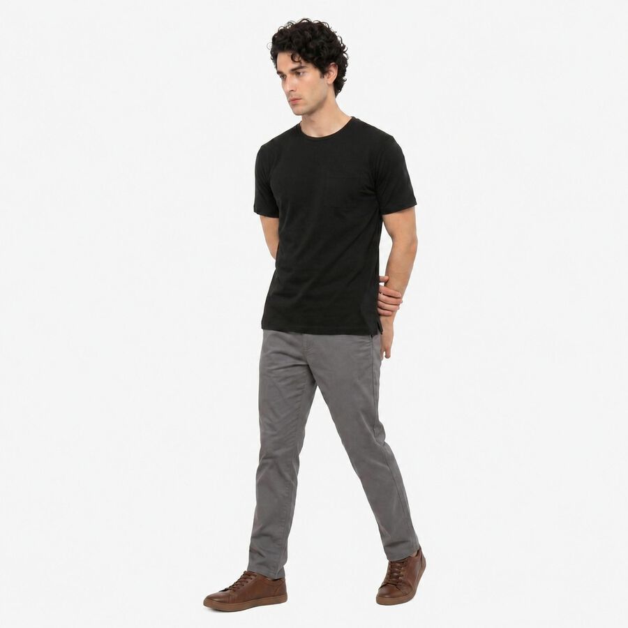 Men's Black Cotton Round Neck Regular T-Shirt, Black, large