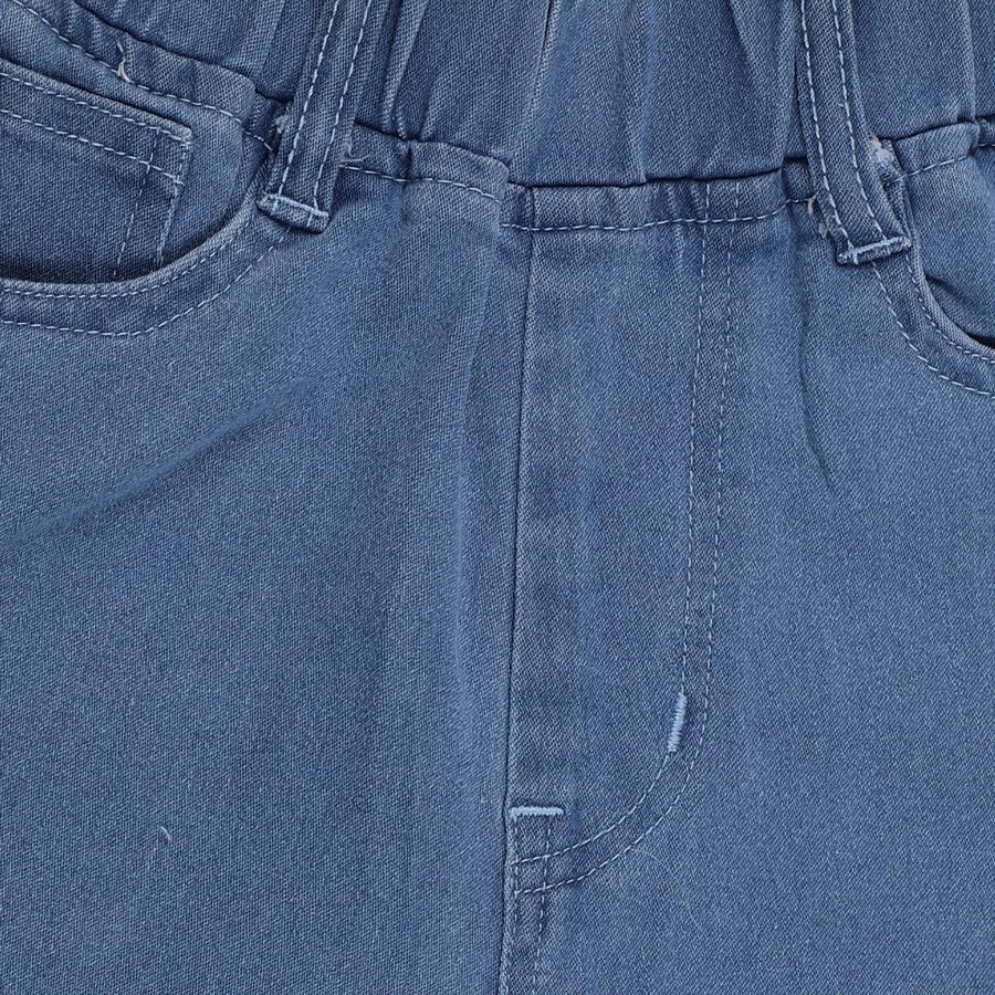 Girls' Stonewashed Blue Flared Fit Raw Edge Jeans, Mid Blue, large image number null