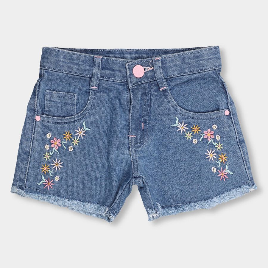 Girls' Shorts, मध्यम नीला, large image number null