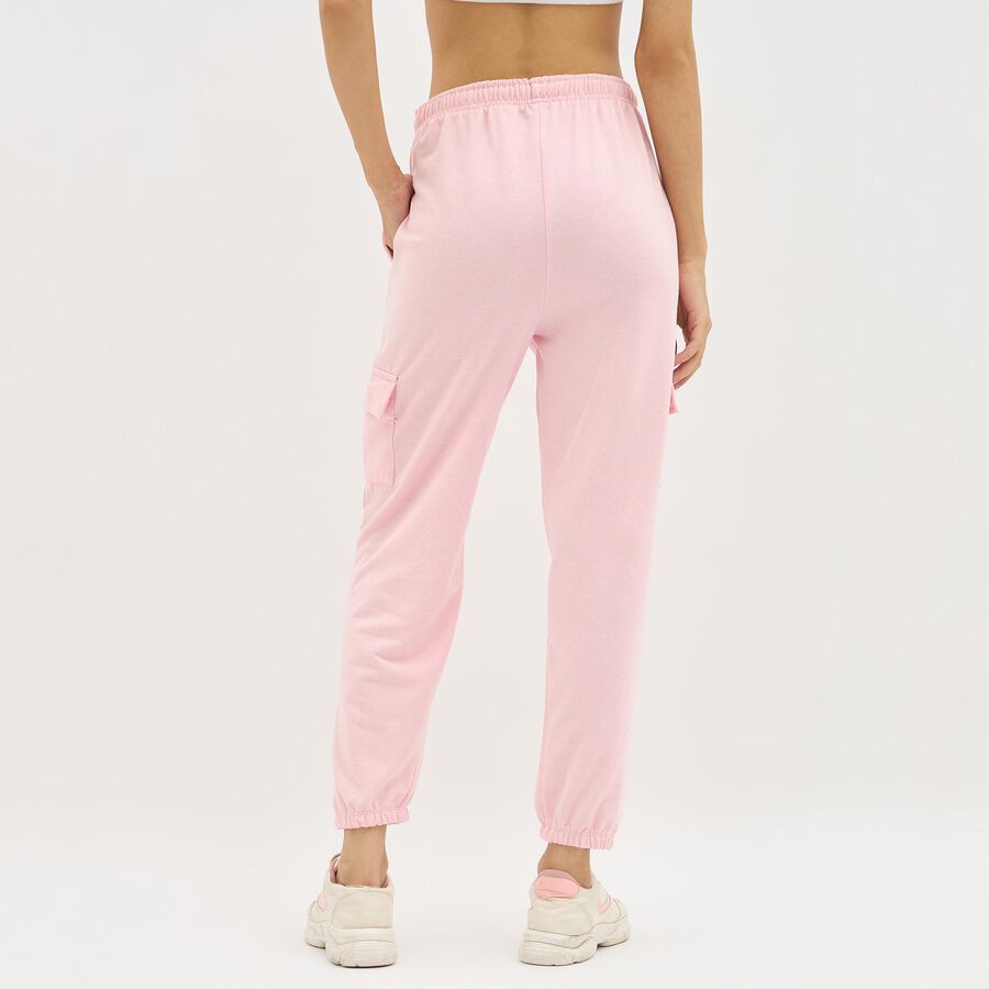 Women's Soft Pink Regular Fit Cargo Track Pants, Light Pink, large image number null