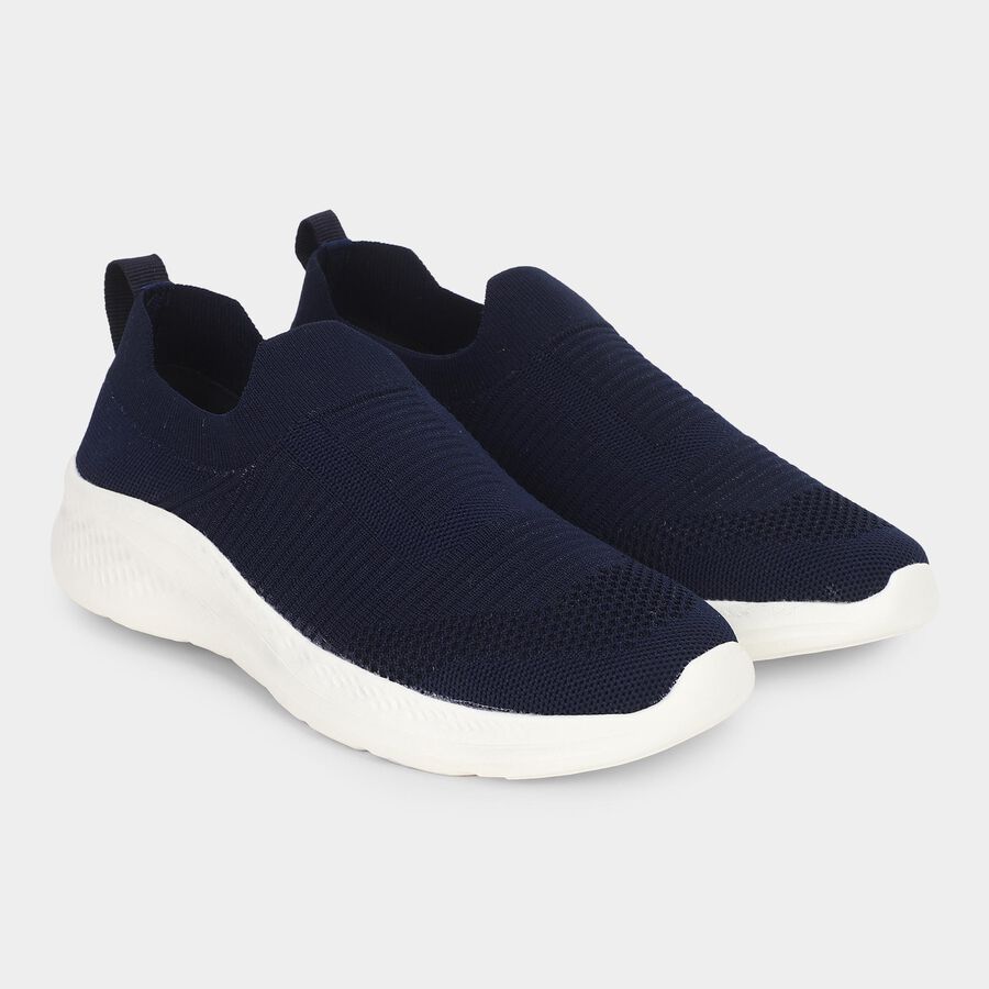 Women's Deep Midnight Navy Blue Slip-On Casual Sneakers, Blue, large