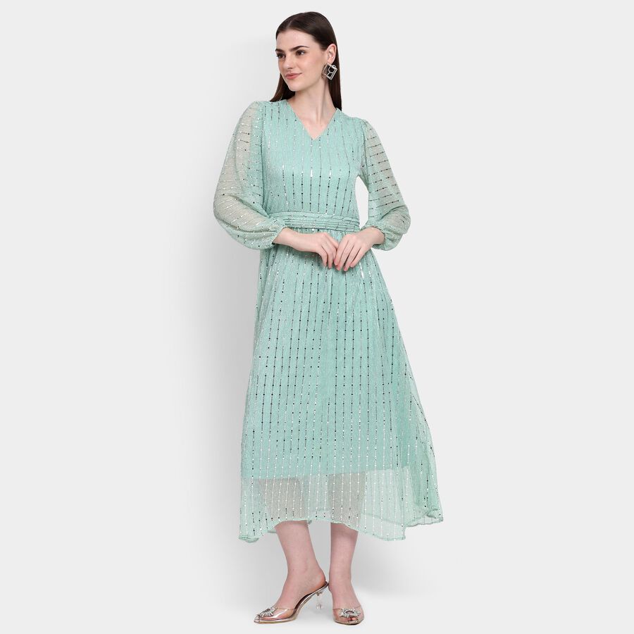 Ladies' Dress, हल्का हरा, large image number null