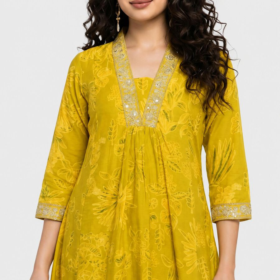 Women's Yellow Embellished Ethnic Set, Mustard, large